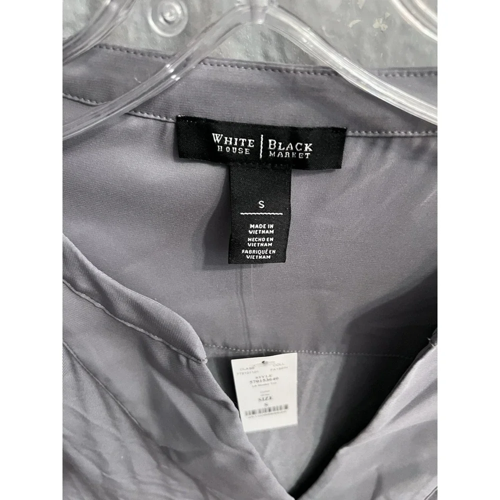 White House Black Market Women's Gray  V‎ Neck Shirt Size Small Long Sleeve